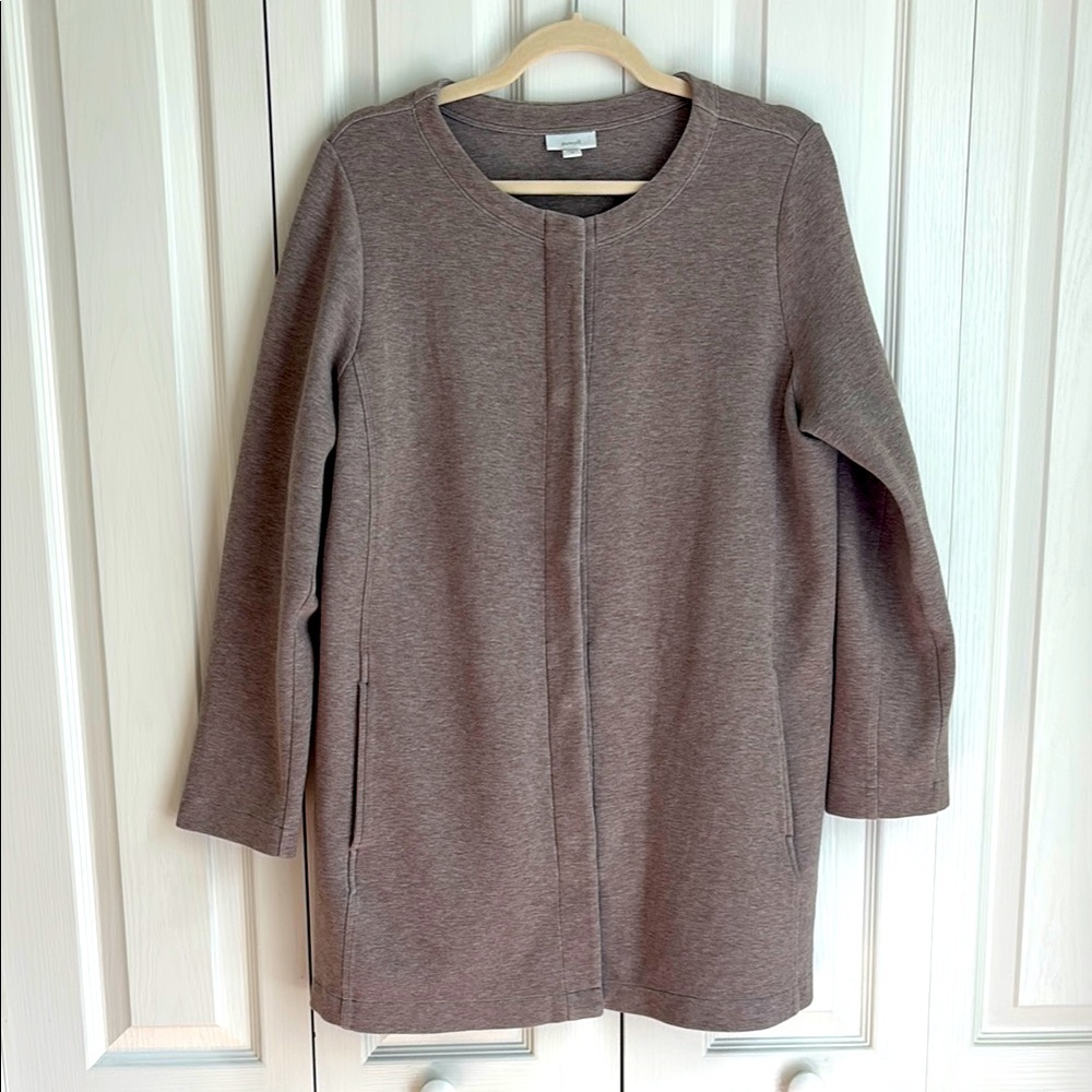 J. Jill Pure Jill Long Line Cardigan.  Snap Closure. Brown. Size Medium